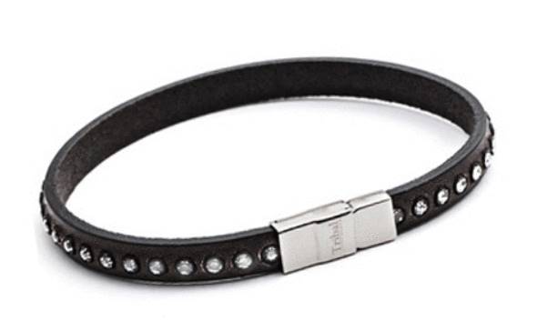 Designer - Tribal Steel - Ladies Leather Bracelet - Swarovski - Assorted Colours