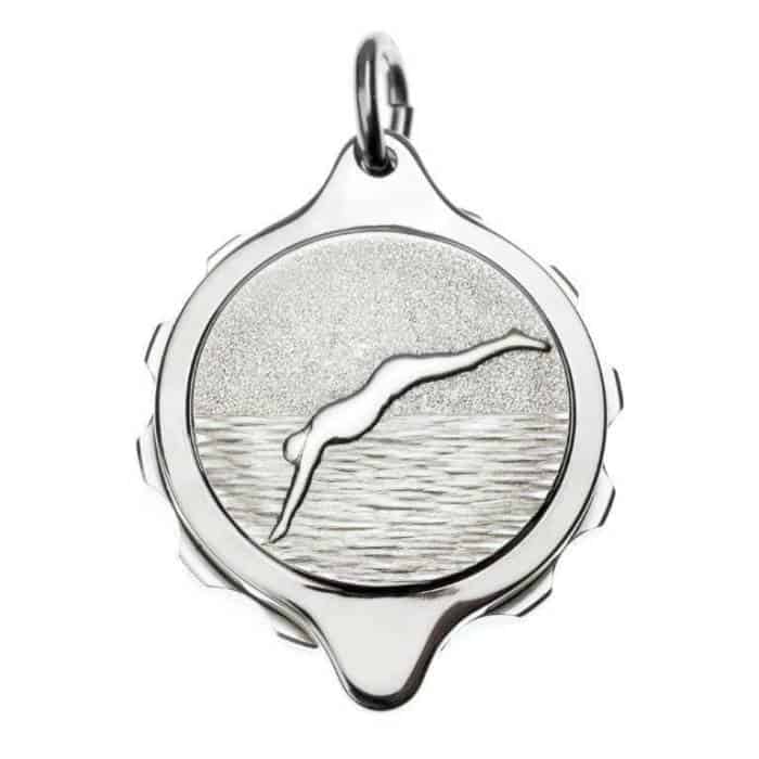 SOS Talisman Stainless Steel Pendant Swimming and 22" Chain