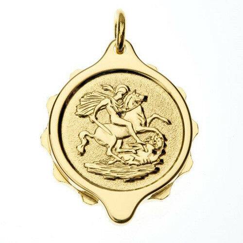SOS Talisman-Gold Plated George and the Dragon Pendant and 22" Chain