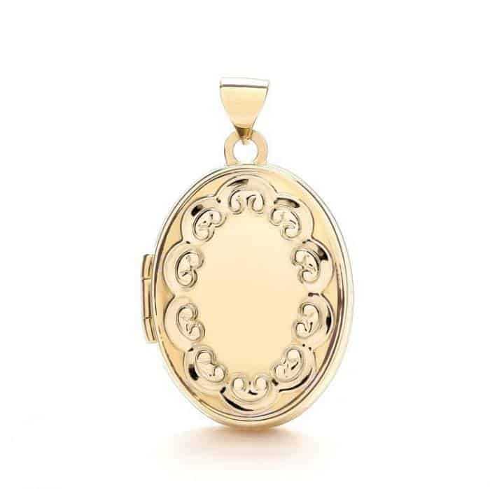 9ct Yellow Gold Patterned Oval Locket
