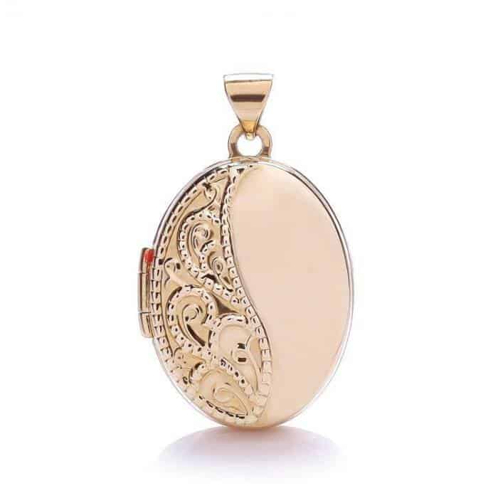 9ct Rose Gold Oval Half Patterned Locket