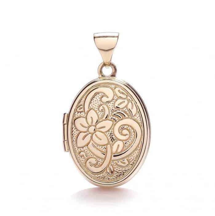 9ct Rose Gold Oval Patterned Locket