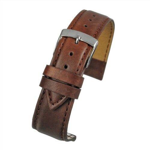 Anti Allergenic Brown Leather Watch Strap -Widths Available 12-20mm