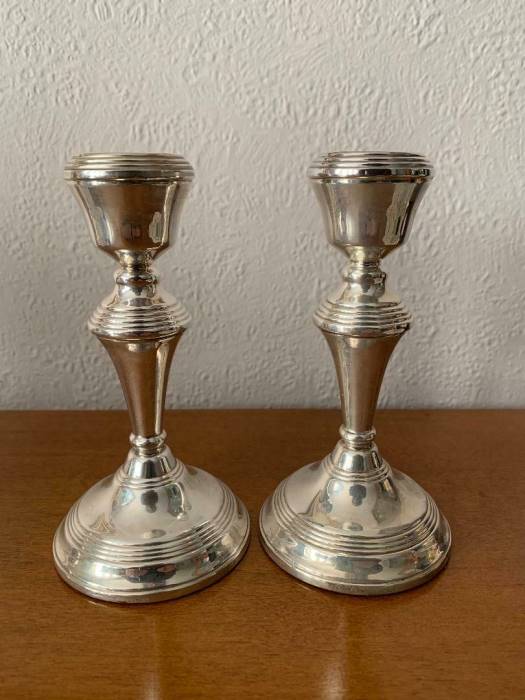 Pair of Sterling Silver Filled Candlesticks 5.50" - Hallarked 1989