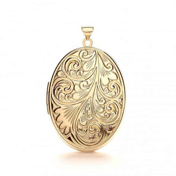 9ct Yellow Gold Patterned large Family Oval Locket