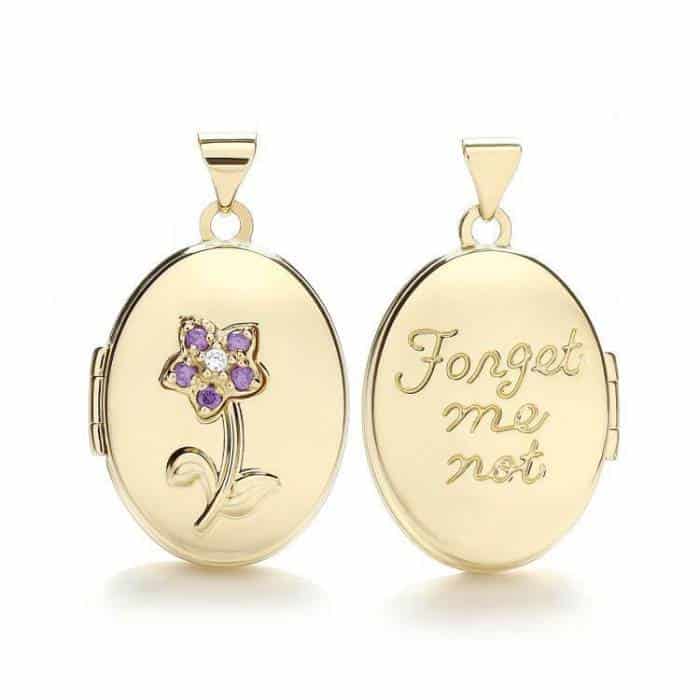 9ct Gold ' Forget Me Not ' Oval Locket