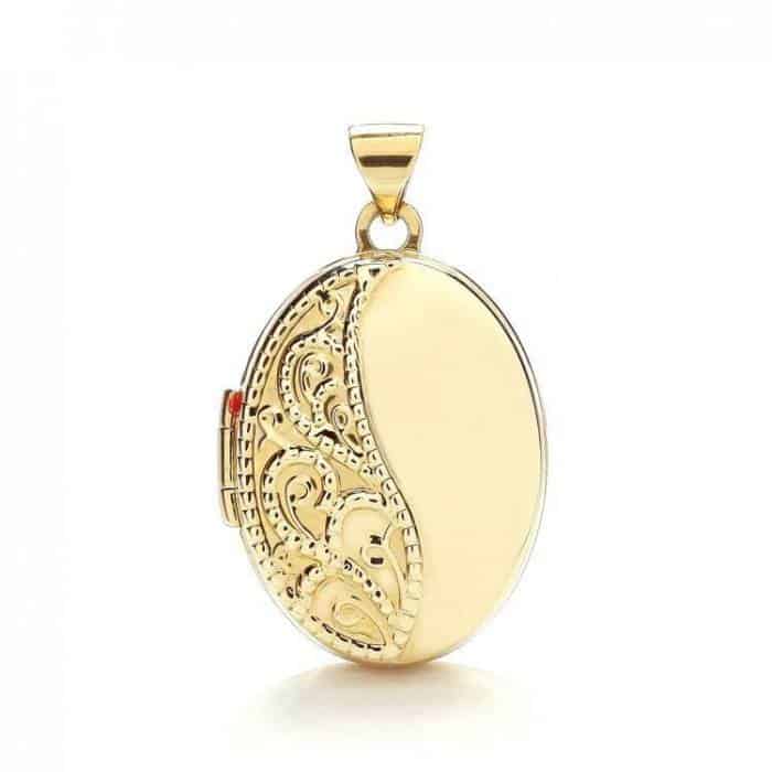 9ct Yellow Gold Oval Fancy Half Patterned Locket