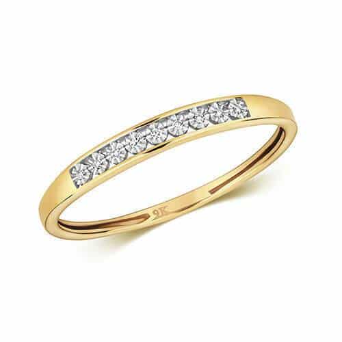 9ct Yellow Gold Diamond Half Eternity Ring with Illusion Setting