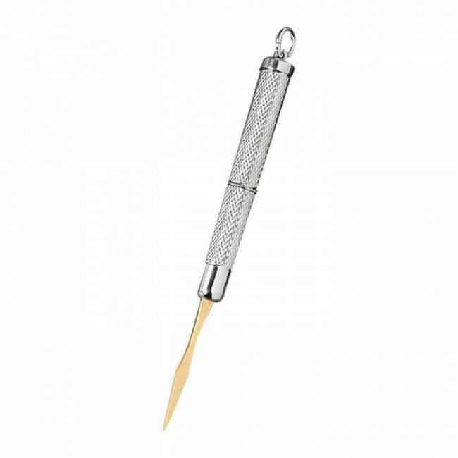 Sterling Silver Hallmarked Toothpick with 9ct Gold Pick
