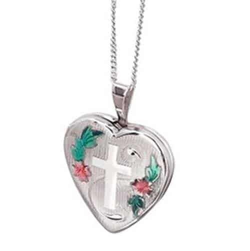 Sterling Silver Cross  Heart Locket