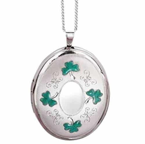 Sterling Silver Shamrock Oval Locket
