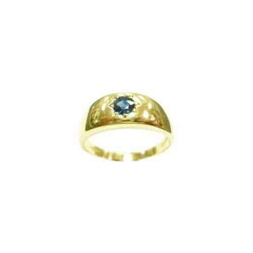 Gents 18ct Gold ' Pre - Owned ' Plain & Sapphire Star Set Ring SOLD