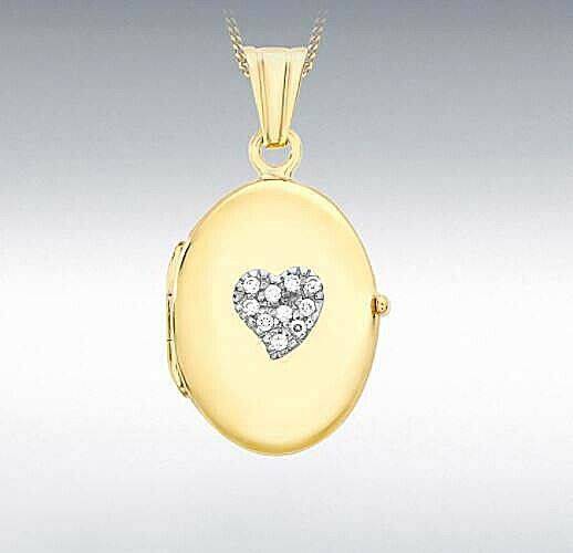 9ct Yellow Gold Oval Locket with Heart Motif